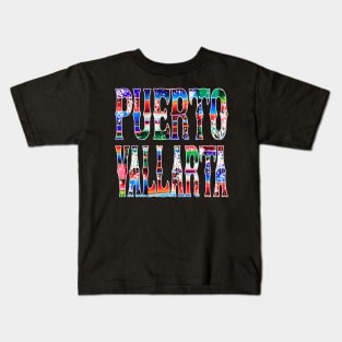 Puerto Vallarta Mexico Blanket Colorful Design Kids T-Shirt